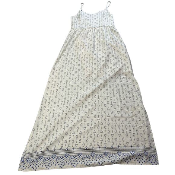 Under Skies Maxi Dress Cream Black Geometric Print Size Large - Picture 2 of 9